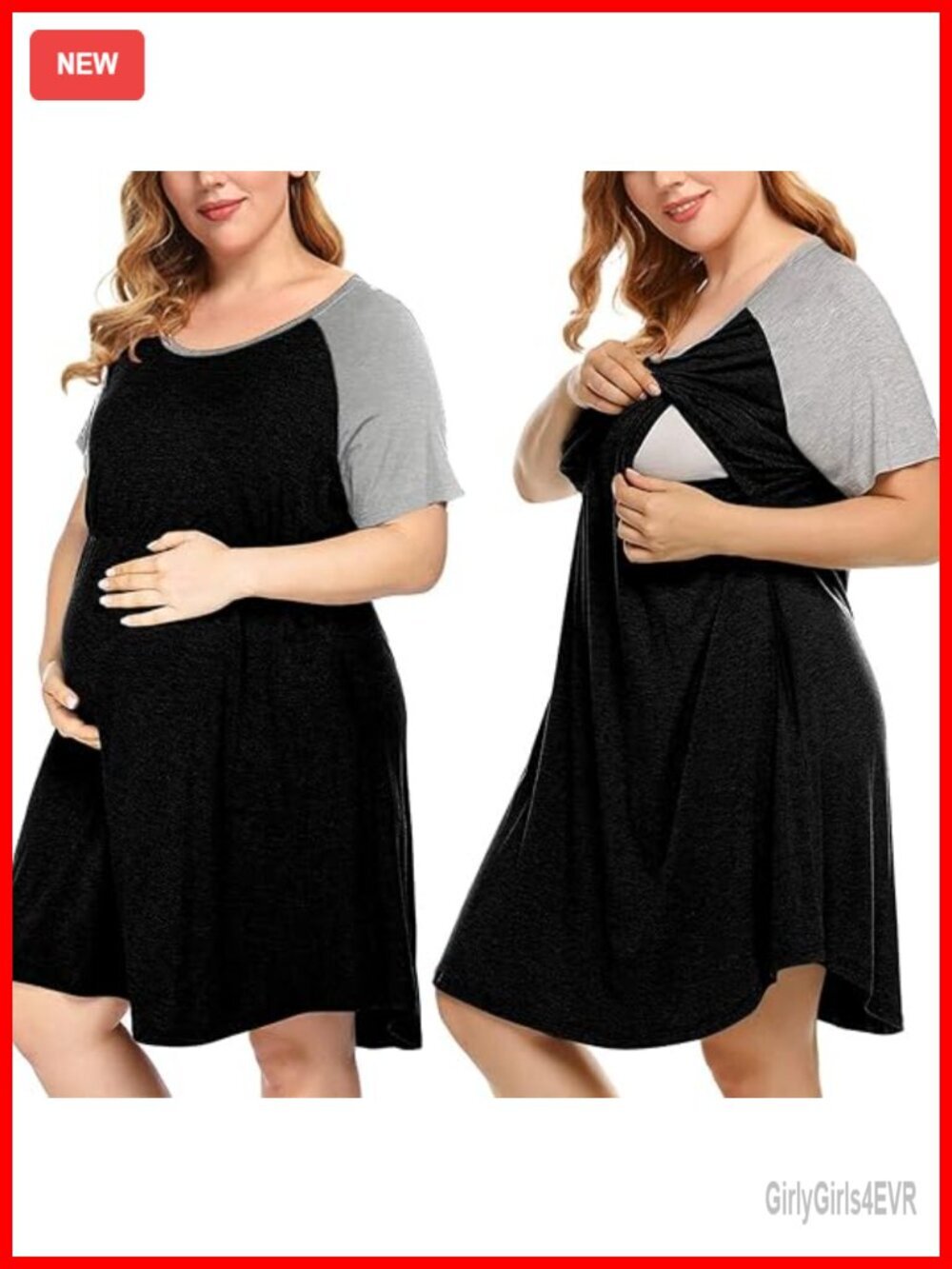 Plus Size 3-in-1 Maternity Nursing Nightgown Hospital Gown 1-5XL